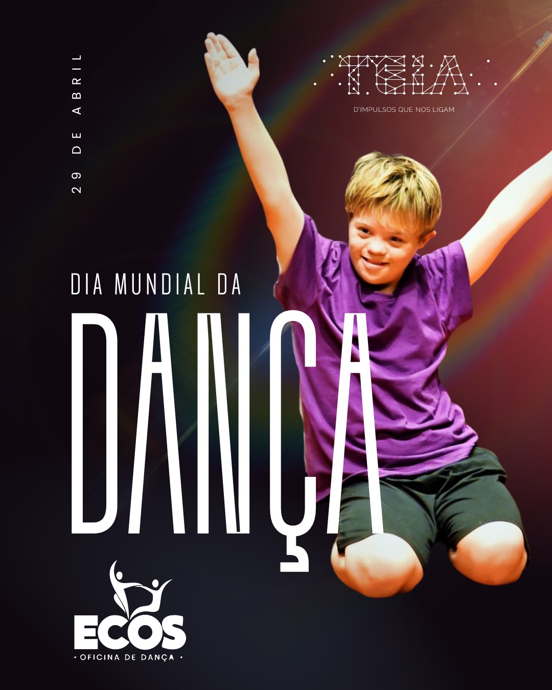 Hoje celebramos o movimento que nos liga 💃🕺
No Dia Mundial da Dança, partilhamos alguns momentos do projeto ECOS - onde a dança é mais do que expressão, é inclusão, conexão e liberdade.
Cada passo conta uma história. Cada corpo tem um lugar.
✨ Porque dançar é para todos.