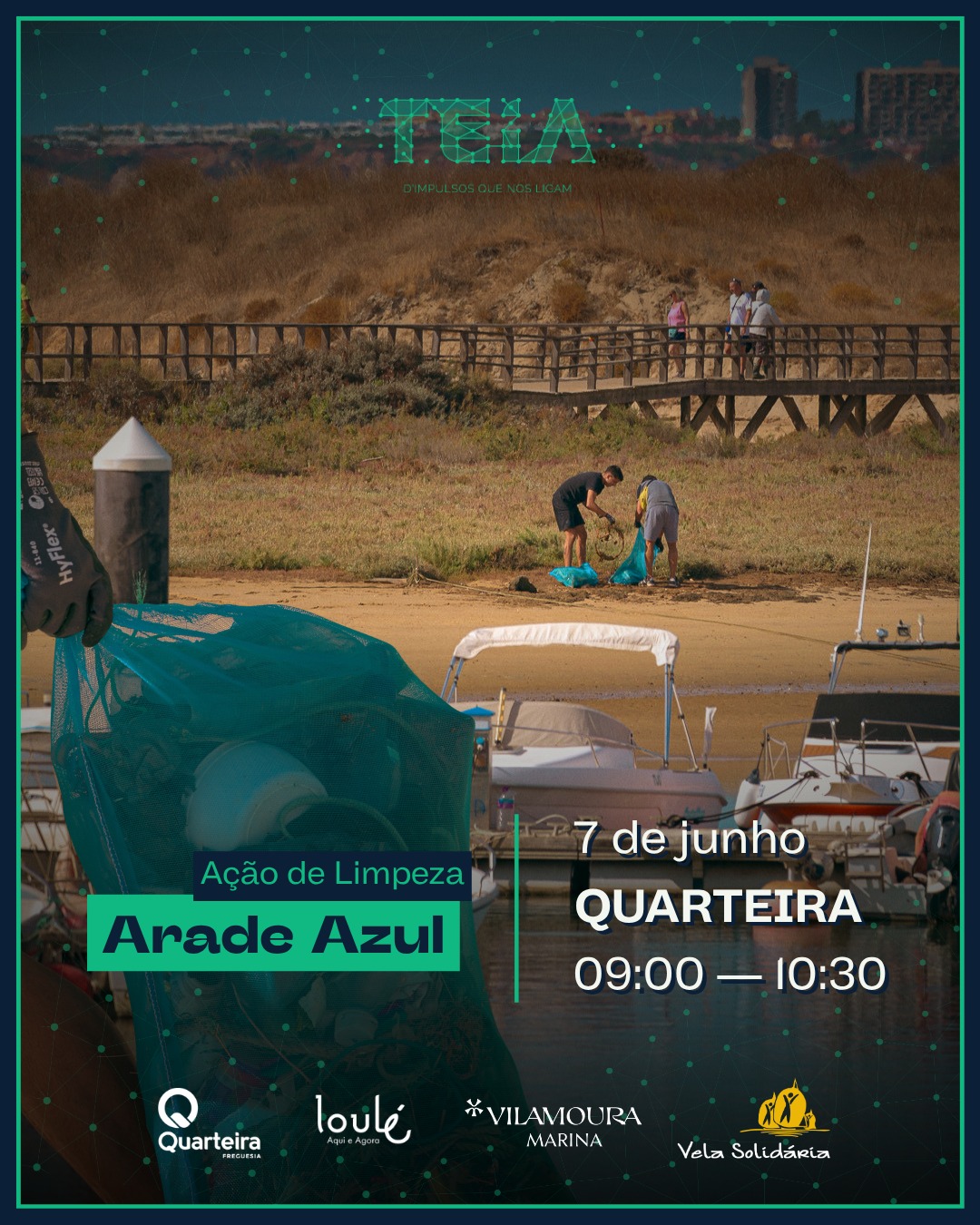 Para celebrar o Dia dos Oceanos, a Teia D’Impulsos volta a reunir voluntários para mais uma ação de limpeza ambiental na Marina de Vilamoura 💙
🗓 7 de junho
⏰ 9h00 às 10h30
📍 Quarteira
Junte-se a esta missão, coloque umas luvas, traga a sua energia e ajude-nos a cuidar do oceano e dos espaços que partilhamos 🌍
🔗 Inscreva-se no link da bio
Contamos consigo!