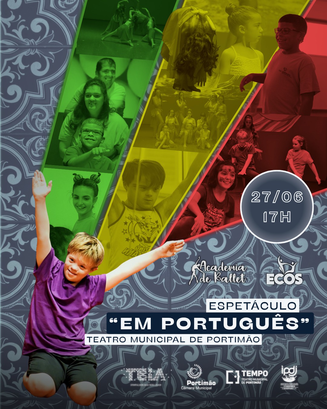 ✨ “Em Português”
O espetáculo final do ECOS e da Academia de Ballet sobe ao palco do TEMPO no próximo 27 de junho 💃
Uma noite especial onde a música, a dança e a expressão artística se unem para celebrar a cultura e a identidade portuguesa, através do talento e dedicação dos alunos ❤️
📅 Guarde já a data no seu calendário e venha assistir a este momento único.
Não perca! Esperamos por si