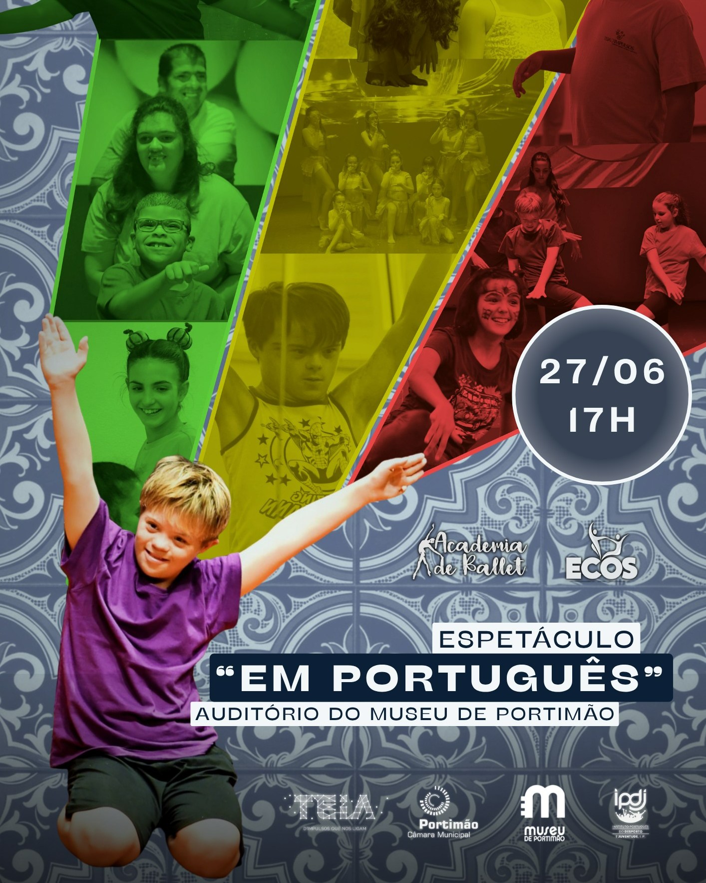 O ECOS e a Academia de Ballet apresentam “Em Português”, um espetáculo onde a dança, a expressão e a inclusão se encontram em palco para celebrar o talento de cada participante. ✨
Uma tarde cheia de emoção, criatividade e momentos únicos que prometem tocar todos os que estiverem presentes.
📍 Auditório do Museu de Portimão
📅 27 de junho
🕔 17h
Venha assistir e apoiar este espetáculo tão especial. 💙