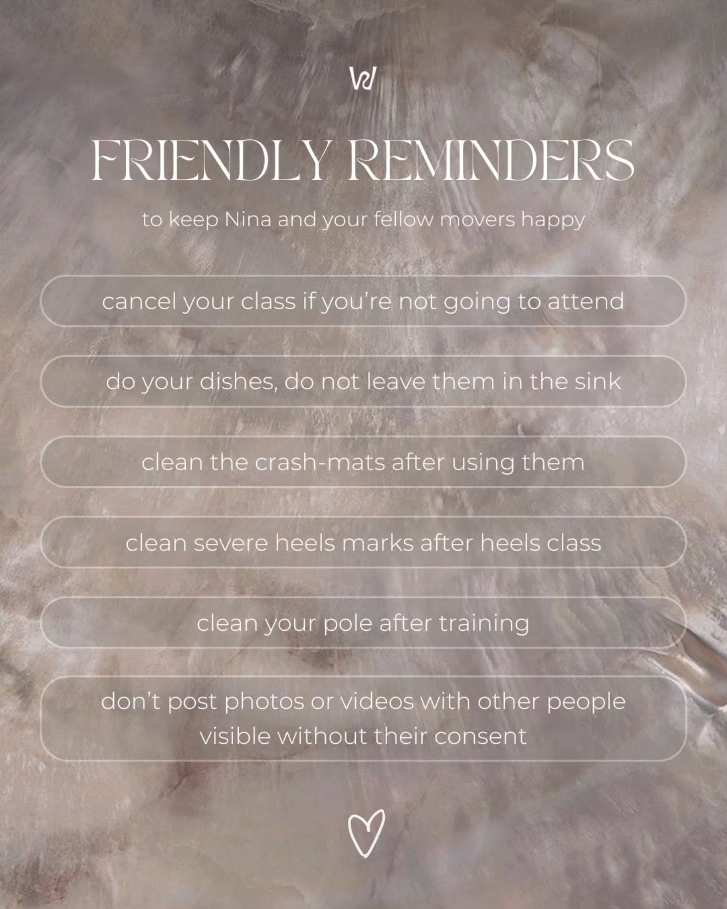 friendly reminders. ✨ a lot of our classes are currently fully booked so make sure to cancel asap if you cannot come anymore. You can cancel for free 24hrs in advance on eversports (under bookings), and you will get your credit back to use on any other class. Within 24hrs there are no refunds possible anymore, but there are still people on the waiting list, so you can still free up your spot the same way. Please do so, so another mover gets the chance at the class. Thank you!!🤍