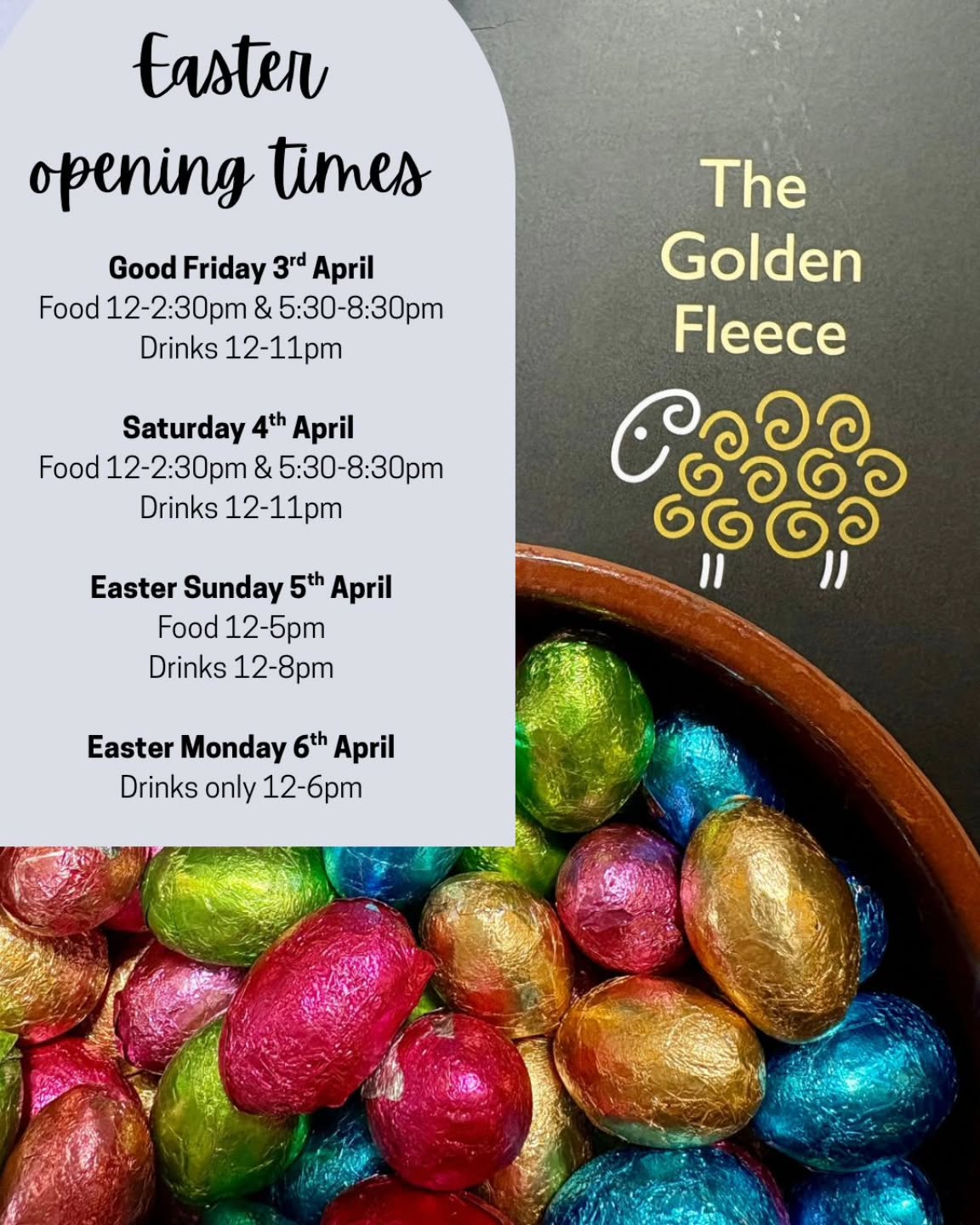 Make the most of the Easter weekend with us 🐣🌸
We’ve got plenty of time to welcome you in, whether it’s for a long lunch, evening meal or just a few drinks 🍻
Want to book a table call us on 01920 823555 ☎️
Book via the website - www.goldenfleecebraughing.co.uk
#goldenfleece20 #thegoldenfleecebraughing #braughing #hertfordshire #pub #pubdining #villagepub #yoello #eastersunday #easterweekend #roastdinner #bankholidaydrinks