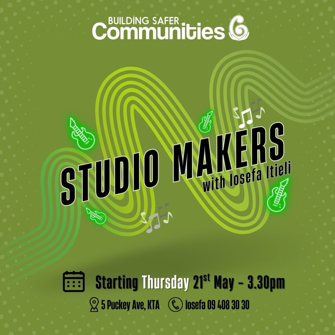 🎶 STUDIO MAKERS 🎶
Calling all creative rangatahi!
Come join our 10-week Studio Makers programme and learn how to create music, write songs, collaborate with others, and build confidence in a safe and supportive space. 🎤✨
Throughout the programme you’ll explore:
🎵 Songwriting & storytelling
🎧 Song structure & melody
🤝 Collaboration & teamwork
🎙 Waiata practice & performance
💬 Giving and receiving feedback
🌱 Confidence building & connection
Studio Makers is all about creativity, self-expression, whanaungatanga, and creating a space where rangatahi feel supported, encouraged, and empowered to share their voice through music.
📍 Building Safer Communities
5 Puckey Ave
🗓 Thursdays from 21st May for 10 weeks
⏰ Starting at 3:30pm
Spaces are limited - register now via the link in our bio!