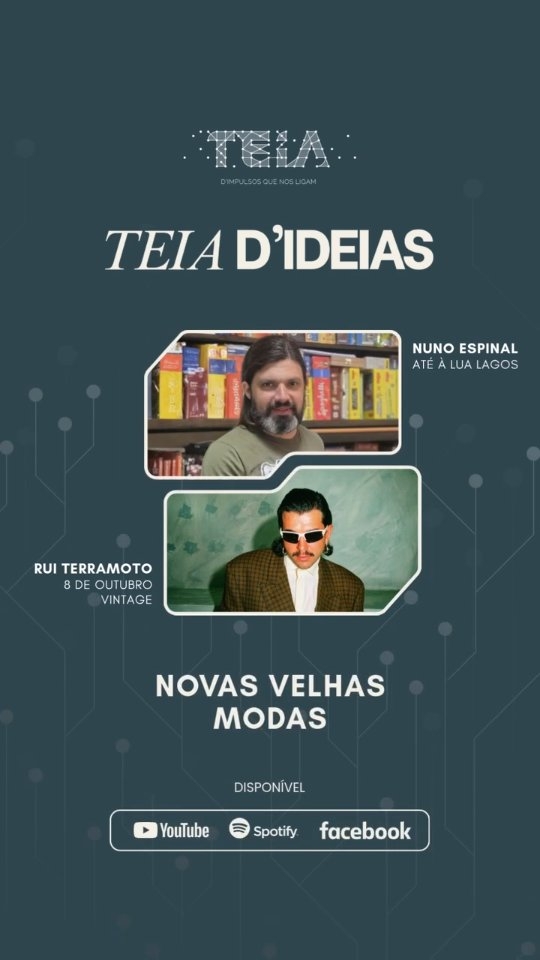 🎧 Novas Velhas Modas já disponível
Vintage, jogos de tabuleiro e conversas que juntam gerações.
Com Rui Terramoto da @5deoutubro.vintage e Nuno Espinal da @ate_a_lua
Moderado por Telma Lança
Ouve agora o novo episódio do Teia D’Ideias.