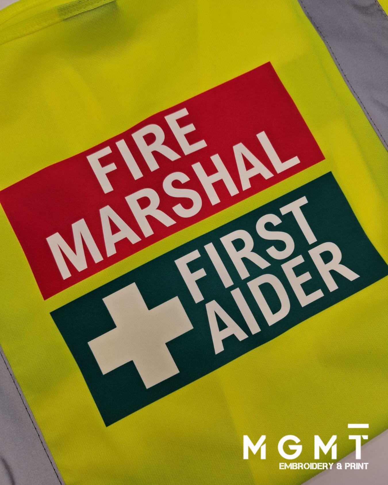 🦺 Safety meets branding 👊Custom printed high-vis workwear helps your team stay visible, professional, and clearly identified on site.From Fire Marshal to First Aider and everything in between, we can personalise your workwear to suit your business needs.📩 Get in touch for your branded workwear requirements.#MGMTEmbroideryAndPrint #Workwear #PrintedWorkwear #HighVis #SafetyFirst